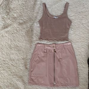 Fashion Nova Latex Skirt Set